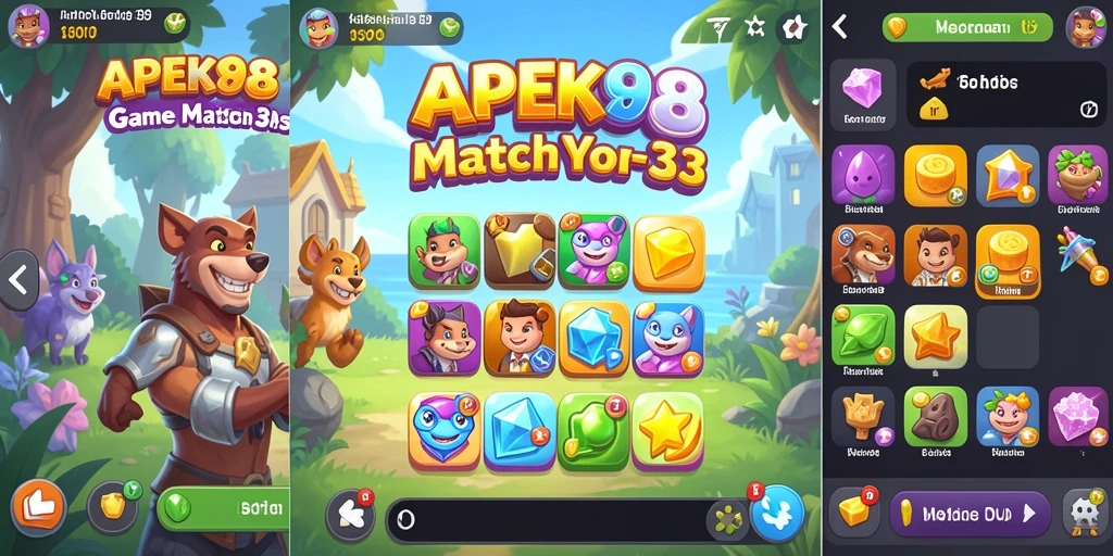Tampilan permainan Match-3 yang menarik dan penuh warna di APEK88.
