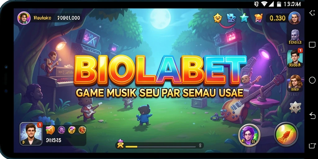 Screenshot gameplay yang menunjukkan interaksi dalam permainan musik.