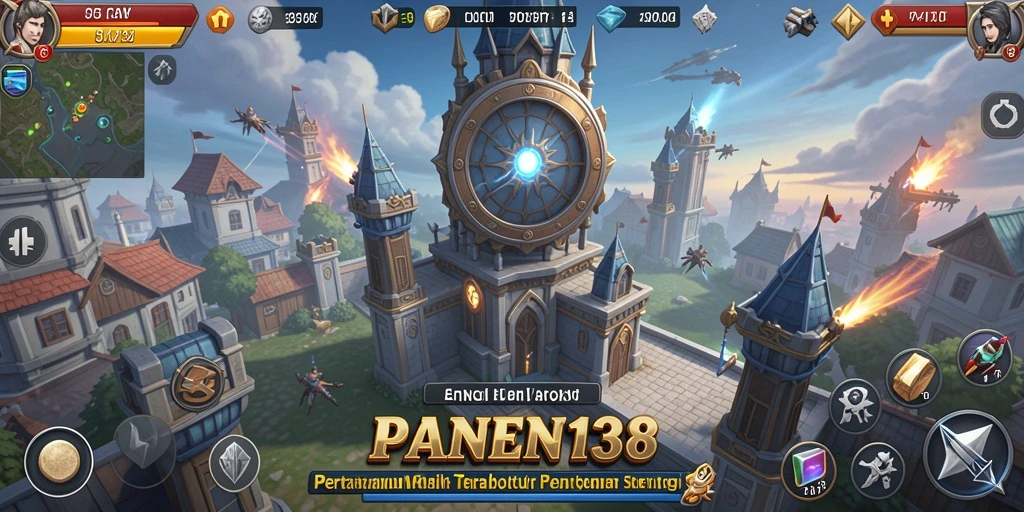 Tangkapan layar gameplay menampilkan serunya pertahanan menara di PANEN138.