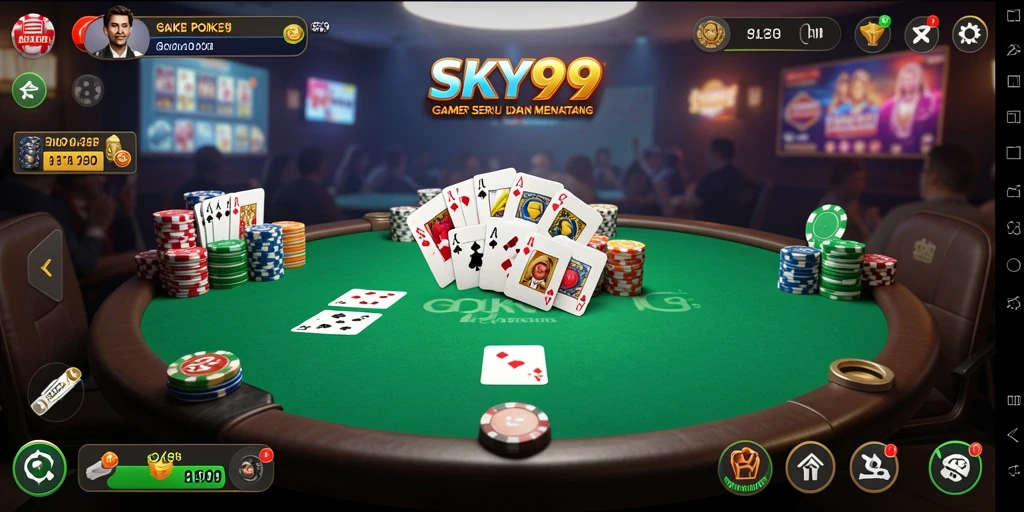 Screenshot gameplay Poker di SKY99 menunjukkan aksi seru dan seru.